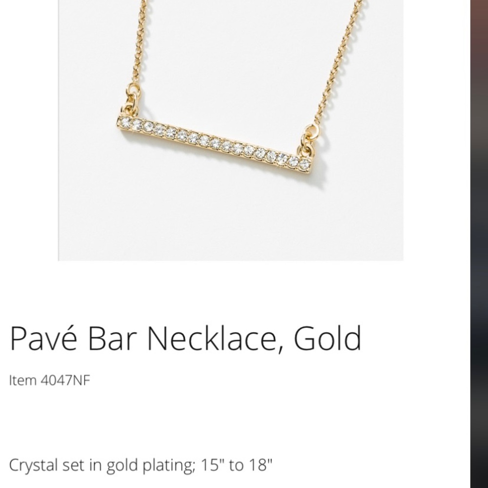 Pave Gold Bar Necklace- Swarovski Crystals